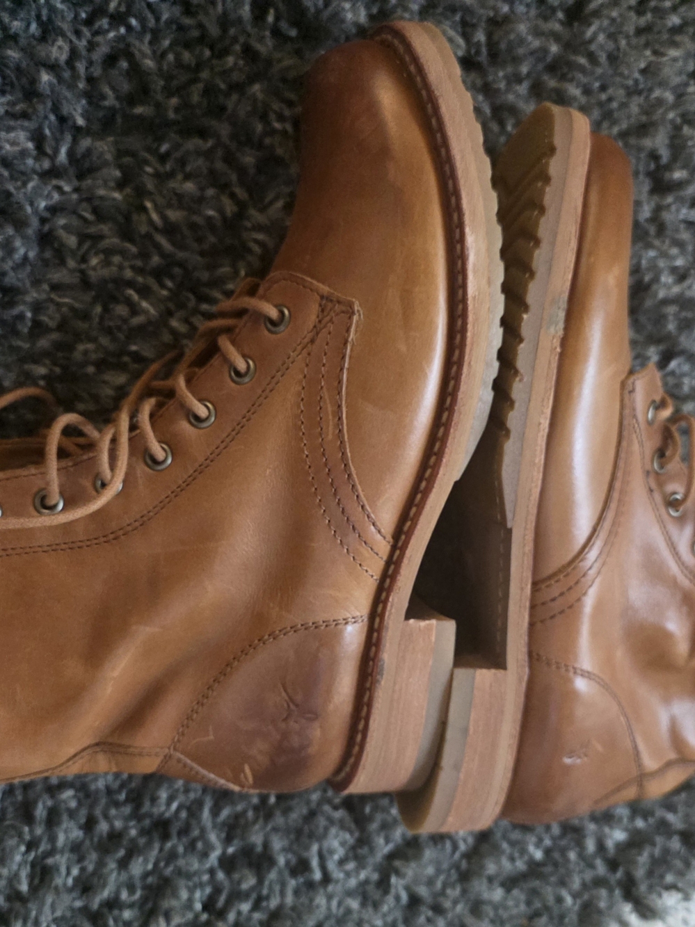Frye Veronica Combat Leather Boots Women’s Size 8.5 Caramel Brown - Picture 9 of 15